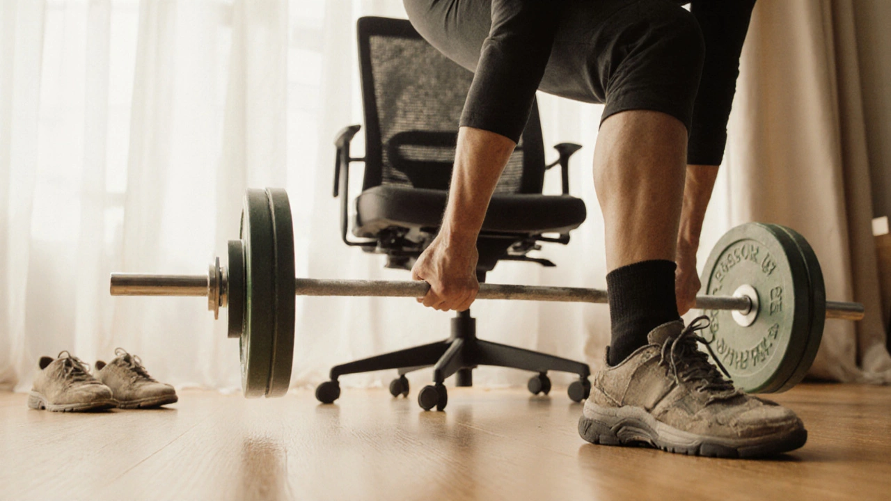 Individual lifting a barbell in a deadlift with perfect posture