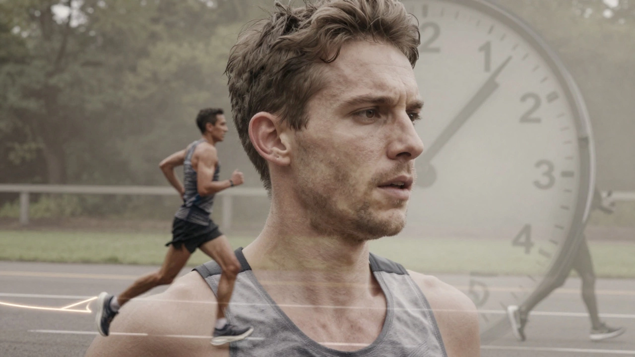 Conceptual image showing walk breaks as strategic pauses in a marathon route.