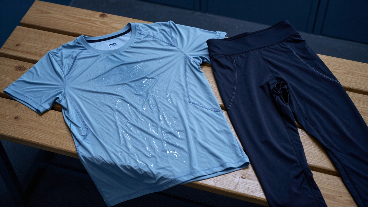 Comparison between a heavy cotton shirt and a lightweight moisture-wicking athletic shirt