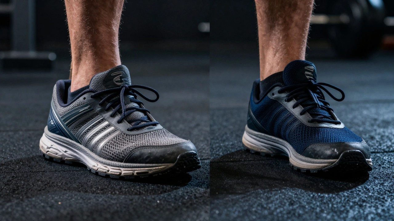 Comparison of a compressing running shoe sole versus a stable flat weightlifting shoe