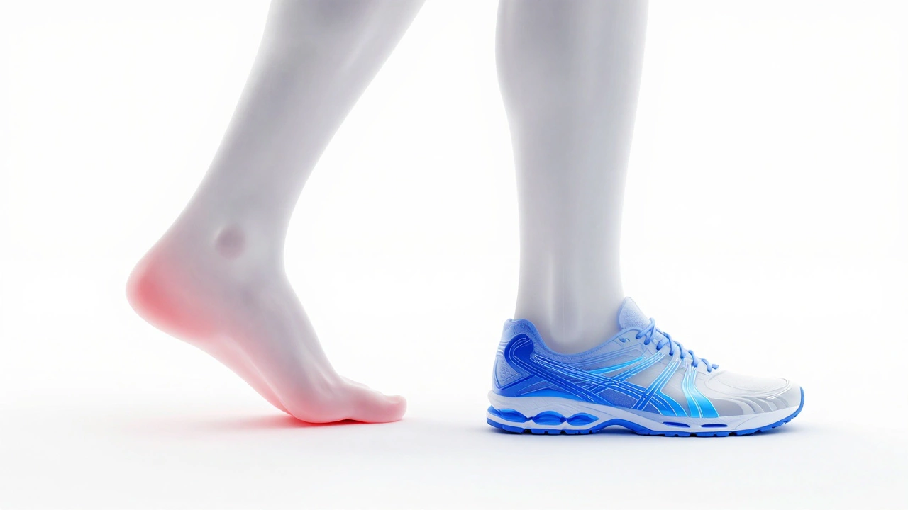 Conceptual diagram showing the difference between overpronation and a neutral stride.