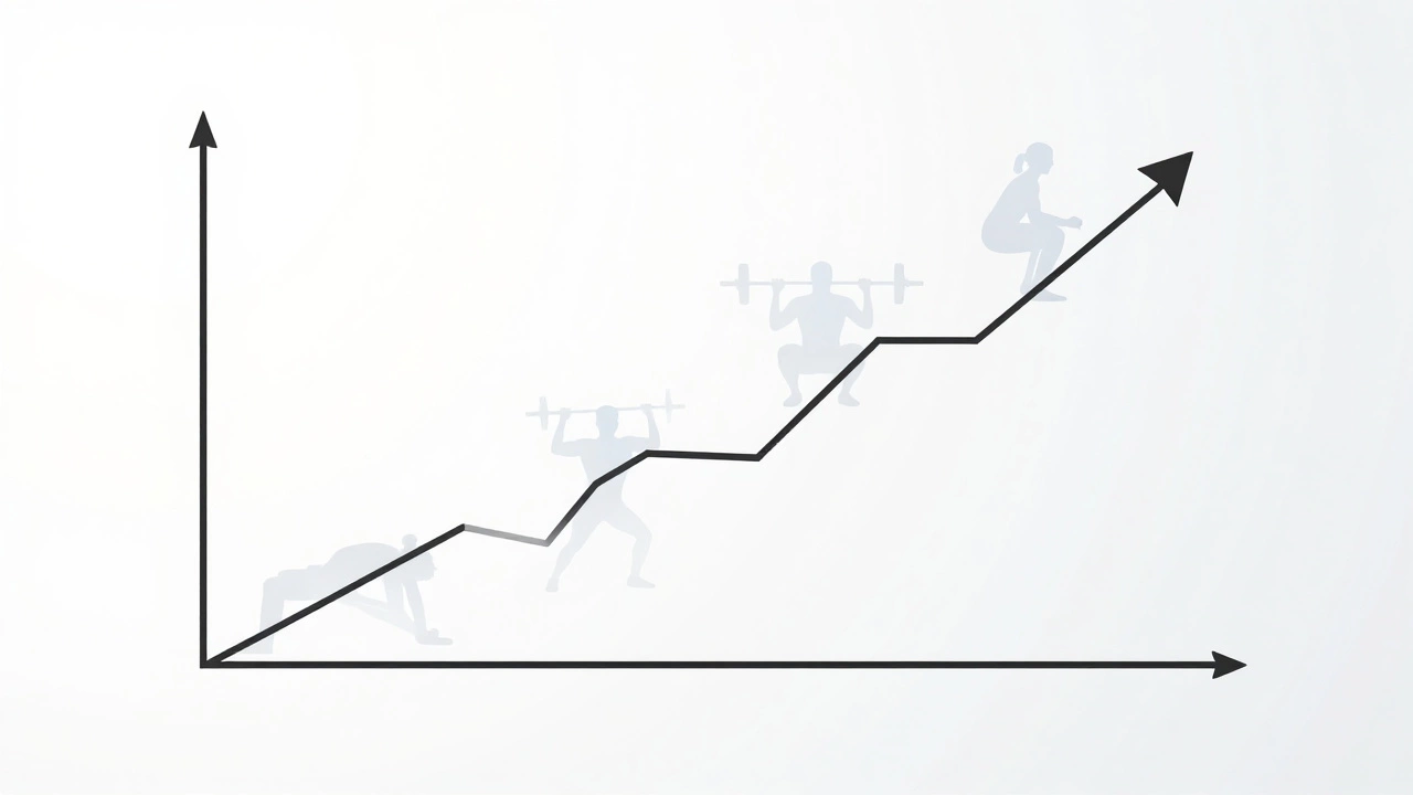 Conceptual art showing upward progress line with lifting silhouettes