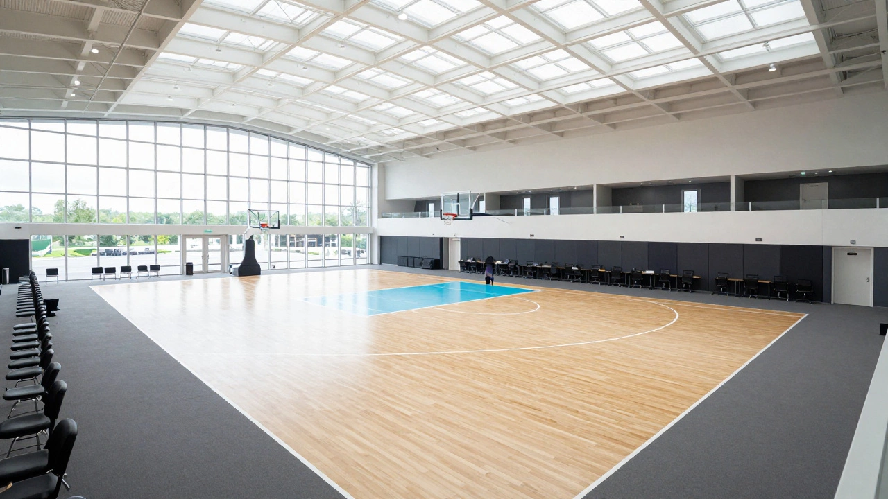 Empty modern professional basketball arena highlighting facility infrastructure standards