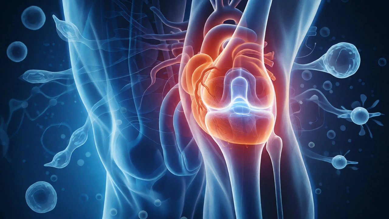 Conceptual art of heart and knees showing physiological effects of running